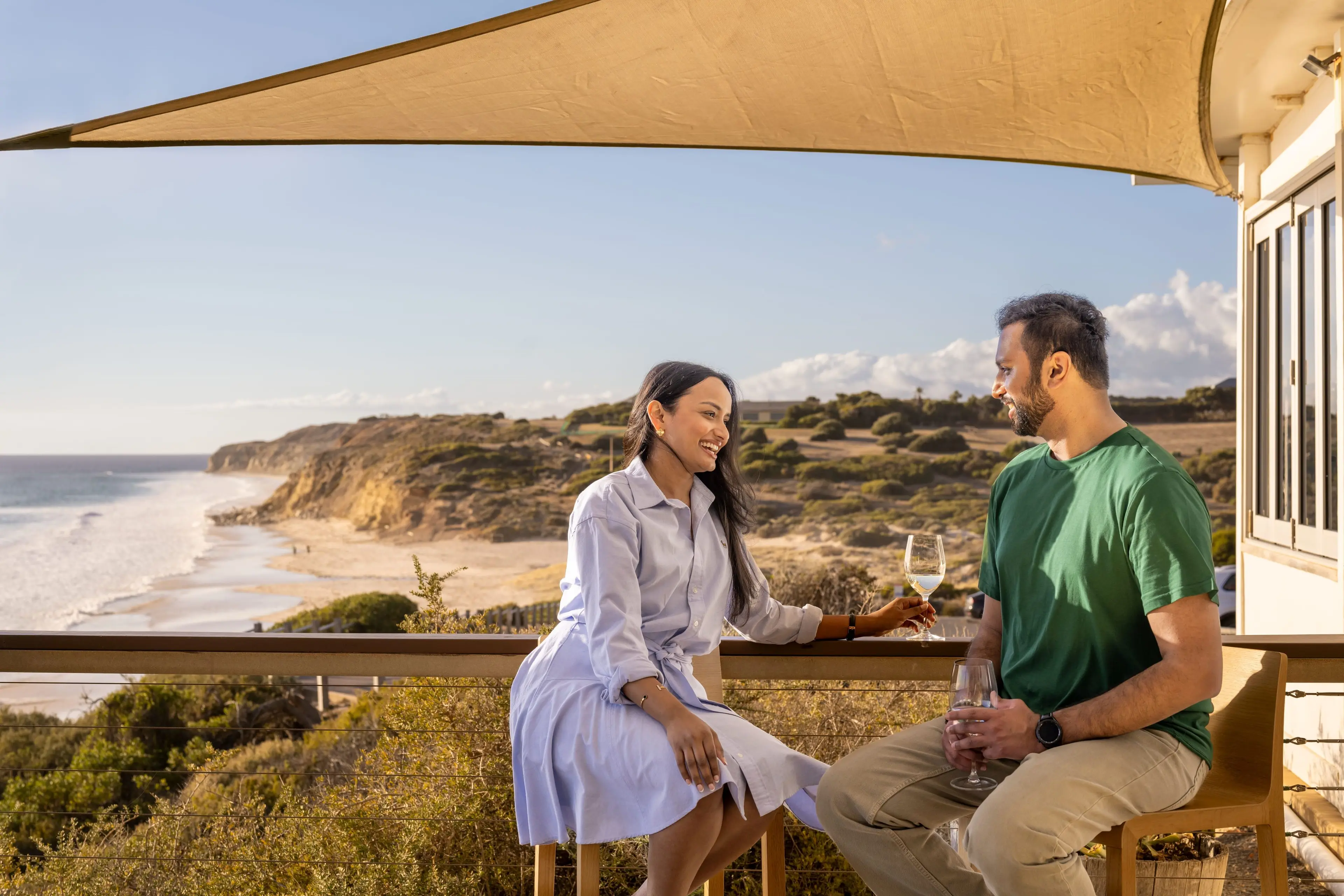 cafe table with couple in patio